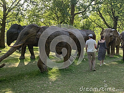 A herd of 100 elephant sculptures have taken up space in Londonâ€™s Royal Parks Editorial Stock Photo